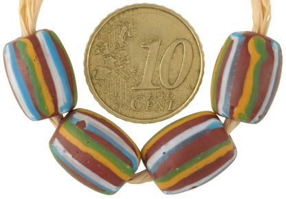 Rare Old Striped Brick Venetian Lampwork Glass Trade Beads - 14X11Mm - alternate view