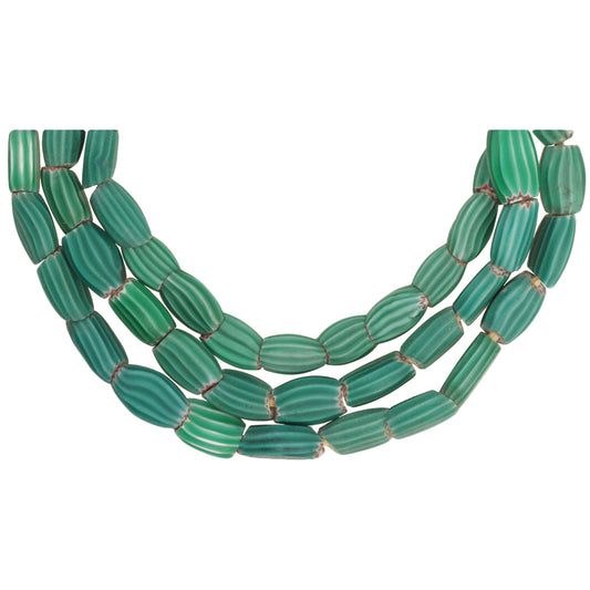 Strand Of Tabular Green Chevron Beads | Antique Venetian Trade