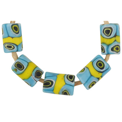 Five Antique Banded Millefiori Mosaic Glass African Trade Beads