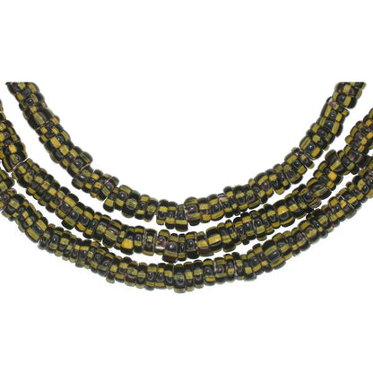 Antique Yellow Jacket Chevron Beads - 4-Layer Venetian Strand