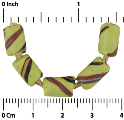 Antique Green Fancy Swirl Venetian Glass Trade Beads - 10-11Mm - alternate view