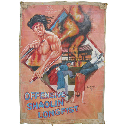 Offensive Shaolin Longfist Movie Poster | Hand-Painted Ghanaian Art