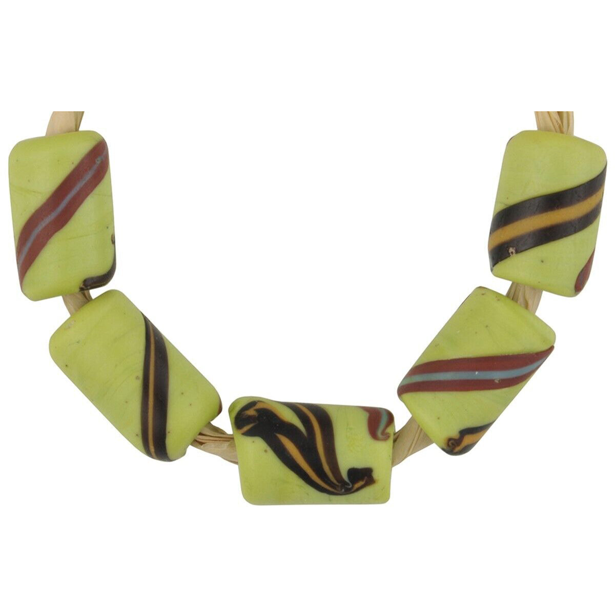 Antique Green Fancy Swirl Venetian Glass Trade Beads - 10-11Mm