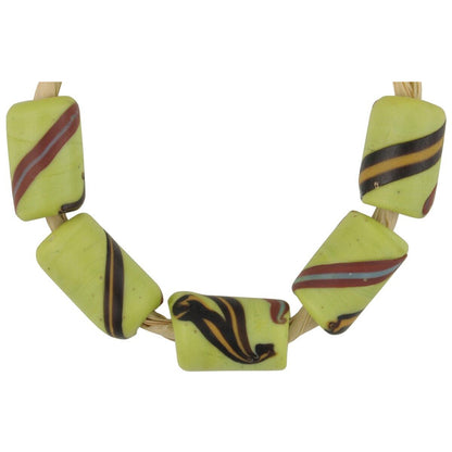 Antique Green Fancy Swirl Venetian Glass Trade Beads - 10-11Mm