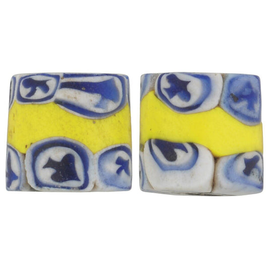 Rare Antique Ace Of Spades Banded Venetian Mosaic Glass Trade Beads