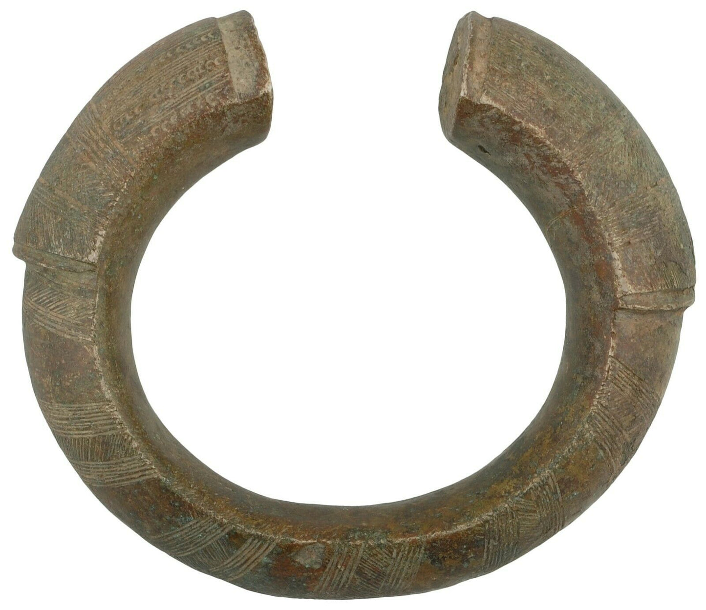 Antique Brass Bracelet African Currency Fulani Ghana Burkina Faso - zoomed-in detail