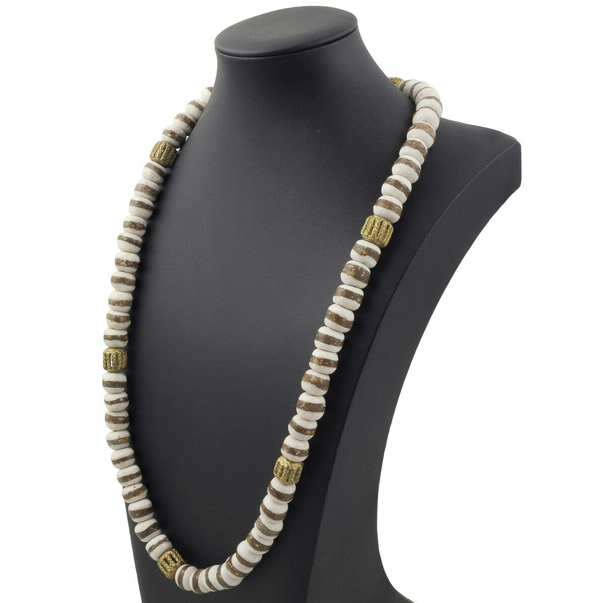 Handmade Necklace Recycled Glass Beads Brass Ethnic Jewelry Africa