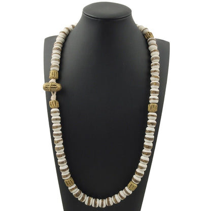 Handmade Necklace Recycled Glass Beads Brass Ethnic Jewelry Africa - alternate view