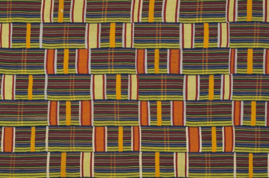 Old African Kente Ewe Ghana Hand Woven Cloth Textile Art Home Decor - alternate view