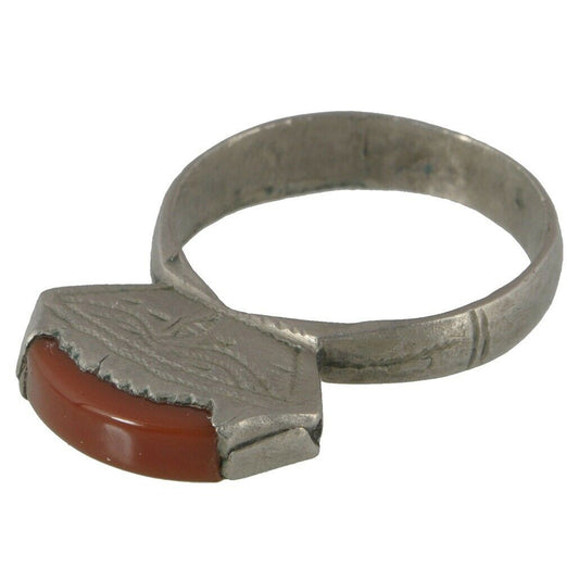 Tuareg Silver Carnelian Ring – Sahara Nomad Ethnic Jewelry