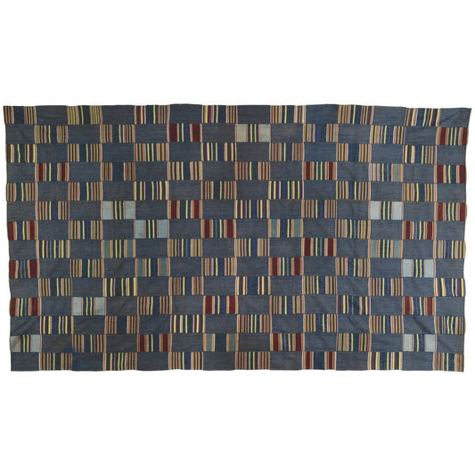 Old African Kente Ewe Ghana Hand Woven Cloth Textile Home Art Decor Guinea Fowl