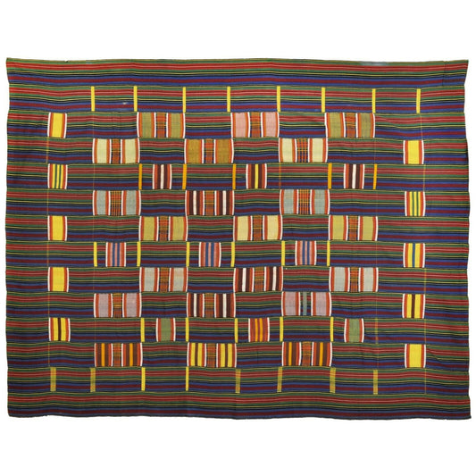 Old Rare African Kente Ewe Ghana Hand Woven Cloth Textile Home Decoration Art