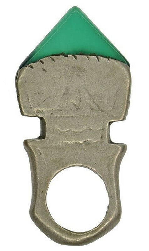  Vintage Tuareg Silver Hair Ornament with Green In-Gall Glass
