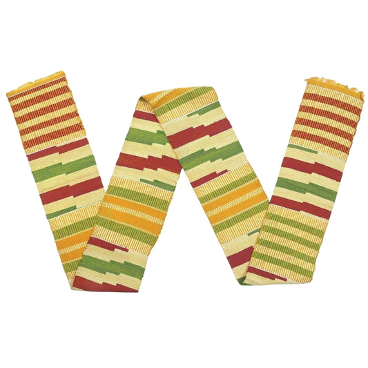 Authentic Handwoven Kente Scarf - Traditional Ghanaian Stole
