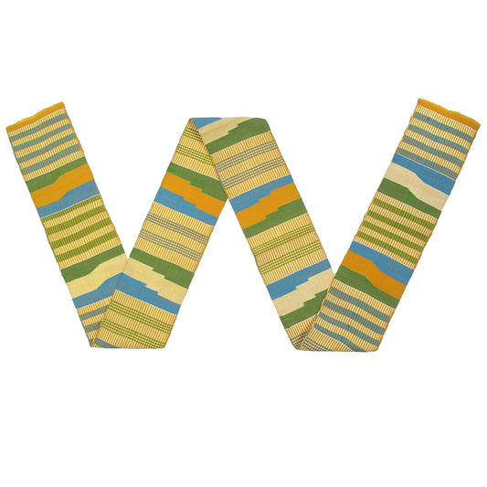 Authentic Handwoven Kente Scarf - Ghanaian Kente Stole - angled shot