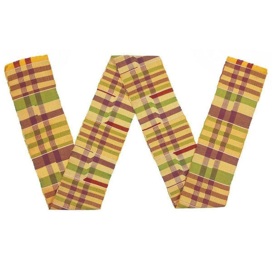 Handwoven Ghanaian Kente Scarf - Authentic Double-Woven Stole