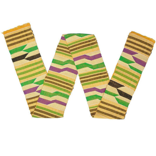 Handwoven Ghanaian Kente Stole - Authentic Kente Scarf 62”