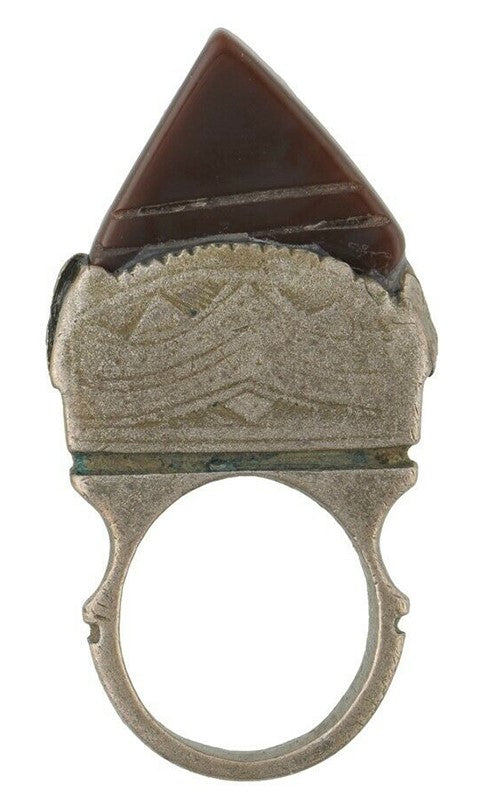 Vintage Tuareg Silver Ring with Carnelian – Sahara Nomadic Ethnic