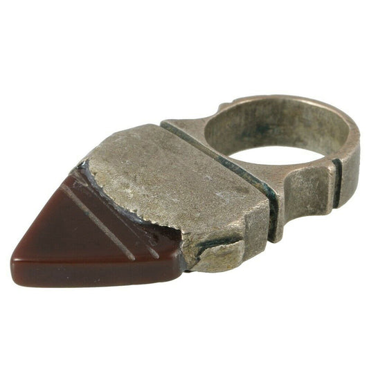 Vintage Tuareg Silver Ring with Carnelian – Sahara Nomadic Ethnic