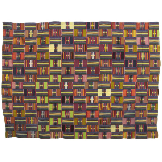 Nice Old Rare African Kente Ewe Ghana Hand Woven Cloth Textile Home Decoration