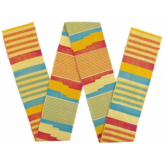Handwoven Kente Scarf - Authentic Ghanaian Kente Stole - close-up
