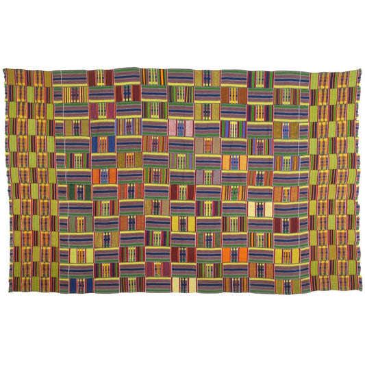Old Rare African Kente Ewe Ghana Hand Woven Cloth Textile Interior Design Art