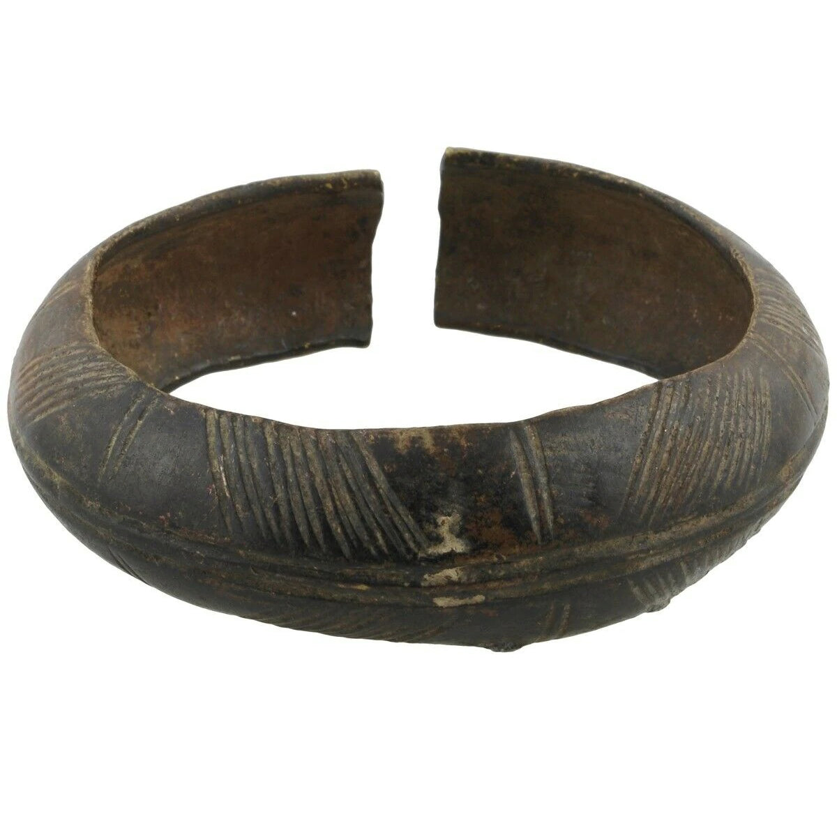 African Art Old Brass Bracelet Currency Ghana / Fulani West Africa - product focus