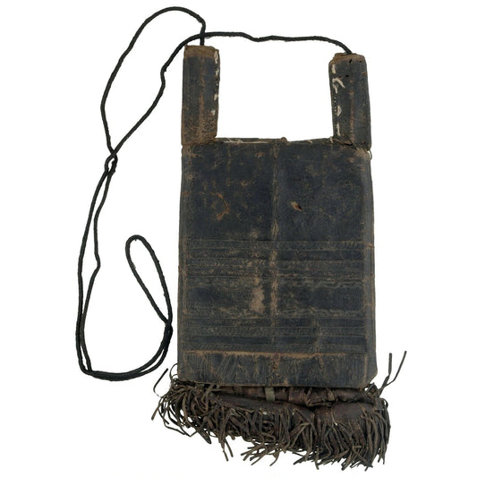 Old African Tuareg Purse Wallet Leather Sahara Niger Nigeria Mali Art - brushstroke detail