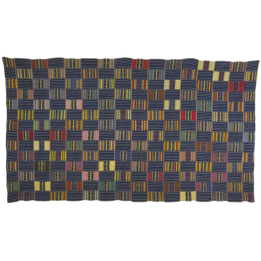 Nice Old Rare African Kente Ewe Ghana Hand Woven Cloth Textile Home Decoration - section zoom
