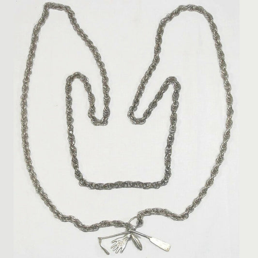 Old African Silver Suman Ghana Ashanti Handmade Boho Art Necklace Charms Jewelry