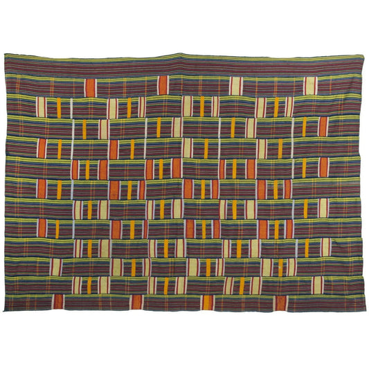 Old African Kente Ewe Ghana Hand Woven Cloth Textile Art Home Decor