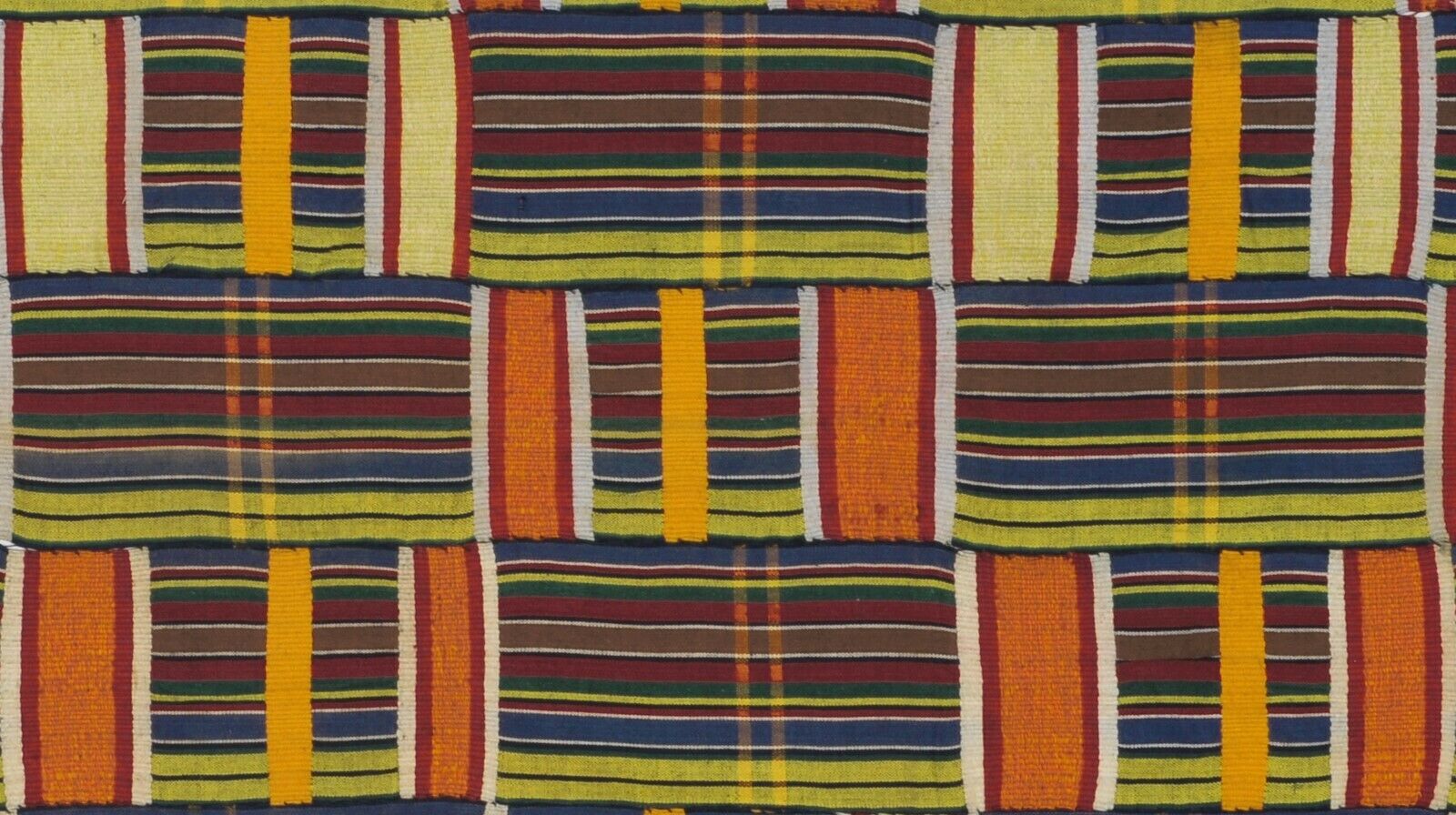 Old African Kente Ewe Ghana Hand Woven Cloth Textile Art Home Decor - close-up