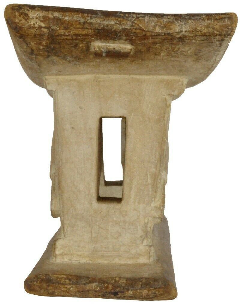 Old Ashanti Wooden Stool Ghana Akan African Ethnic Art Handmade Hand Carved - close-up