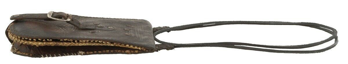 Old African Tuareg Purse Wallet Leather Sahara Niger Nigeria Mali Art - closer angle