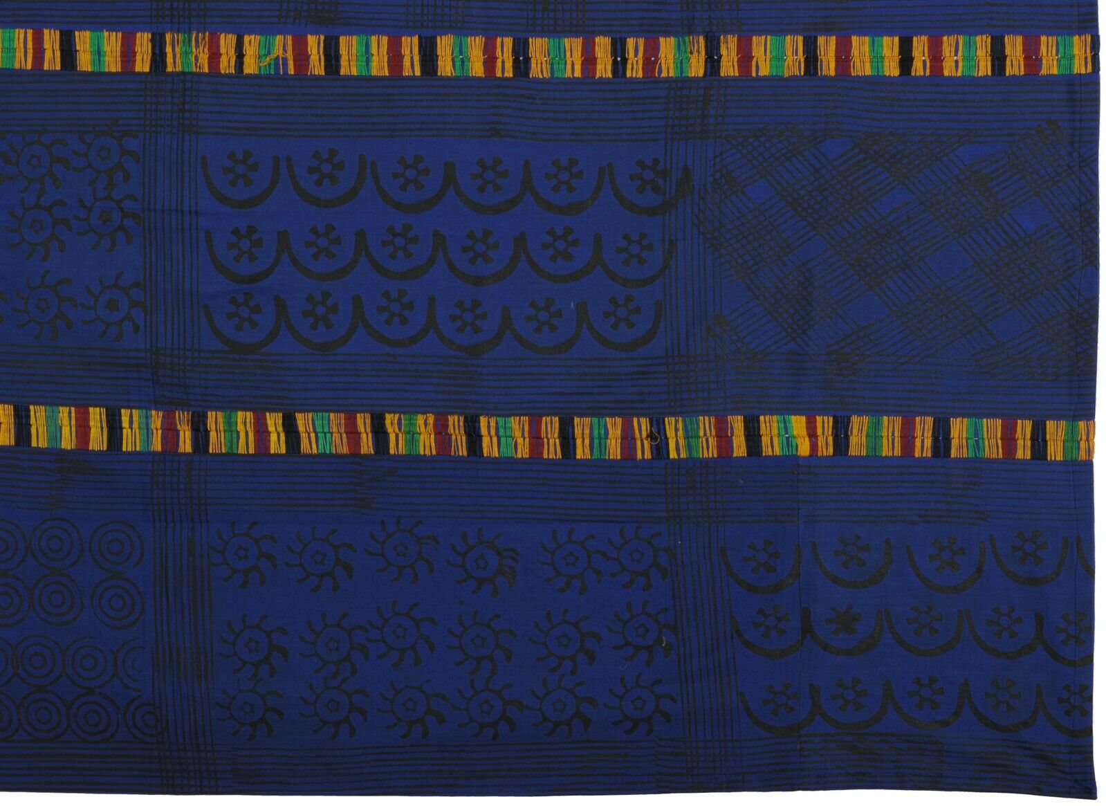 Hand Stamped Adinkra Cloth Woman Size 64"×42" – Authentic 1980s