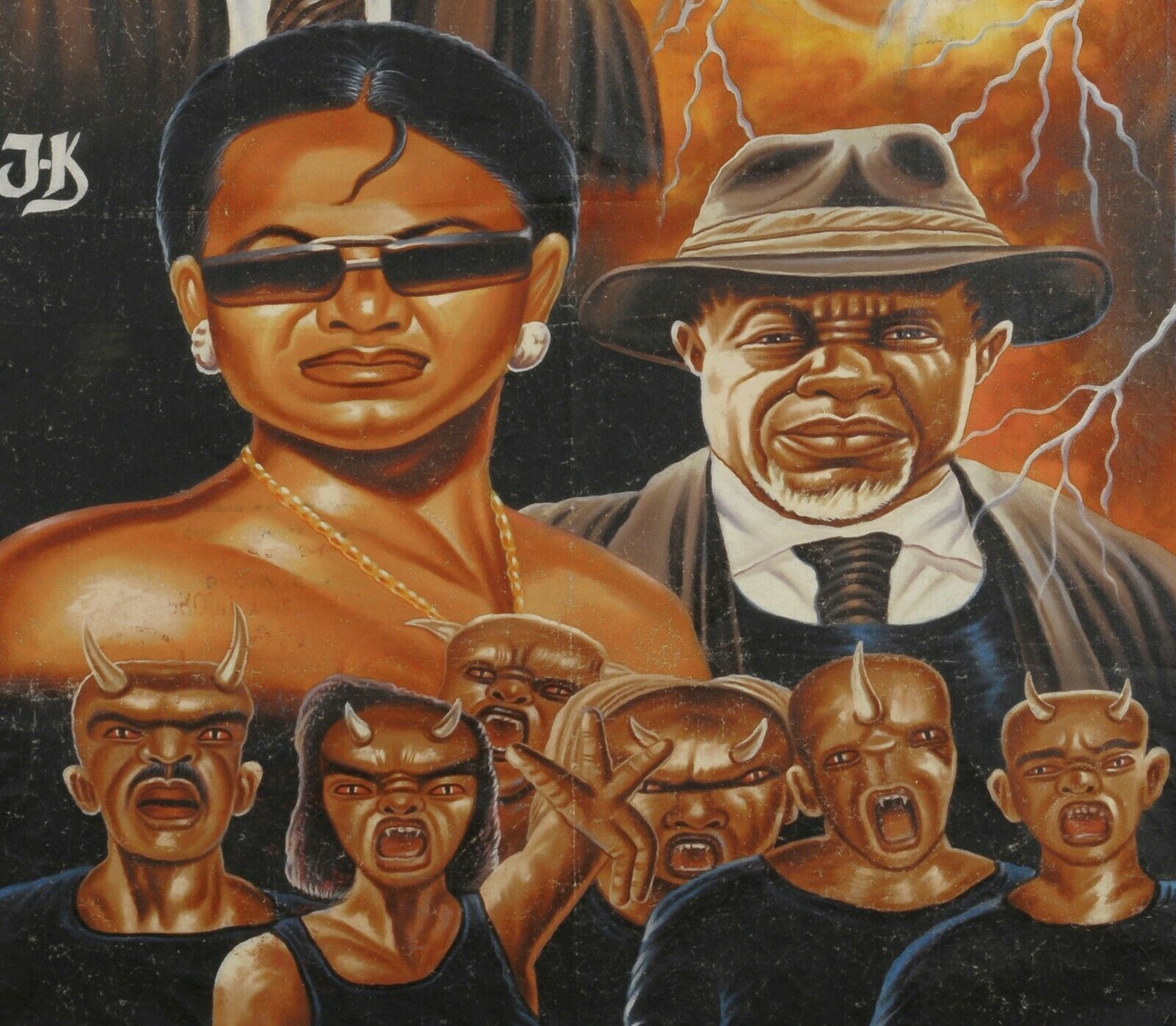 Six Demons Movie Poster - Hand-Painted Ghanaian Art - alternate view