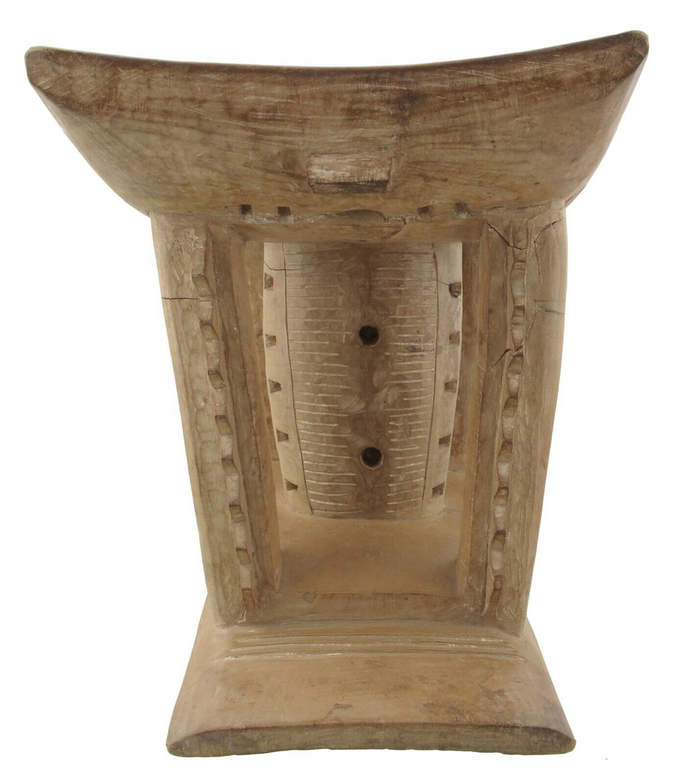 Old Ghana Ashanti Asante African Akan Wooden Chief Ceremonial Stool Hand Carved - cropped detail
