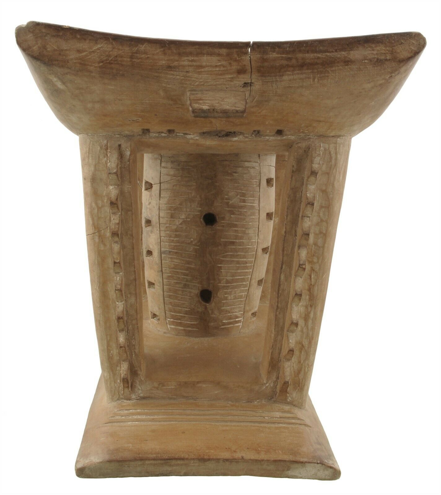 Old Ghana Ashanti Asante African Akan Wooden Chief Ceremonial Stool Hand Carved - zoomed-in detail