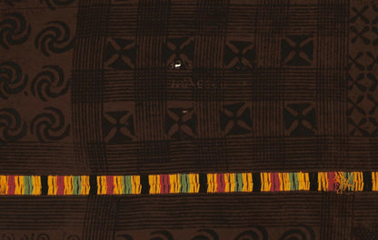 Adinkra Ashanti Cloth Decoration African Ghana Fabric Hand Stamped West Africa - close-up
