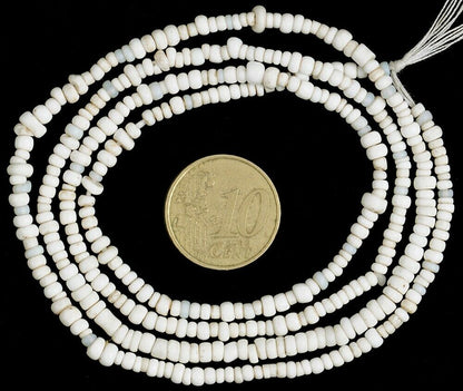 Exquisite Tiny White Old Venetian Seed Beads Strand • 27″ Vintage Trade Beads