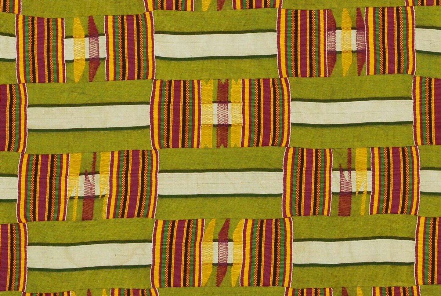 Rare Kente African Ashanti Asante Akan Hand Woven Cloth Ghana Wall Decoration - close-up