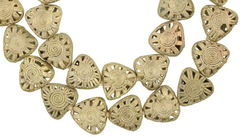 Ghanaian New Tabular Brass Beads - Crafted By Ashanti Artisans - alternate view