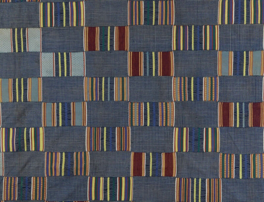 Old African Kente Ewe Ghana Hand Woven Cloth Textile Home Art Decor Guinea Fowl - alternate view