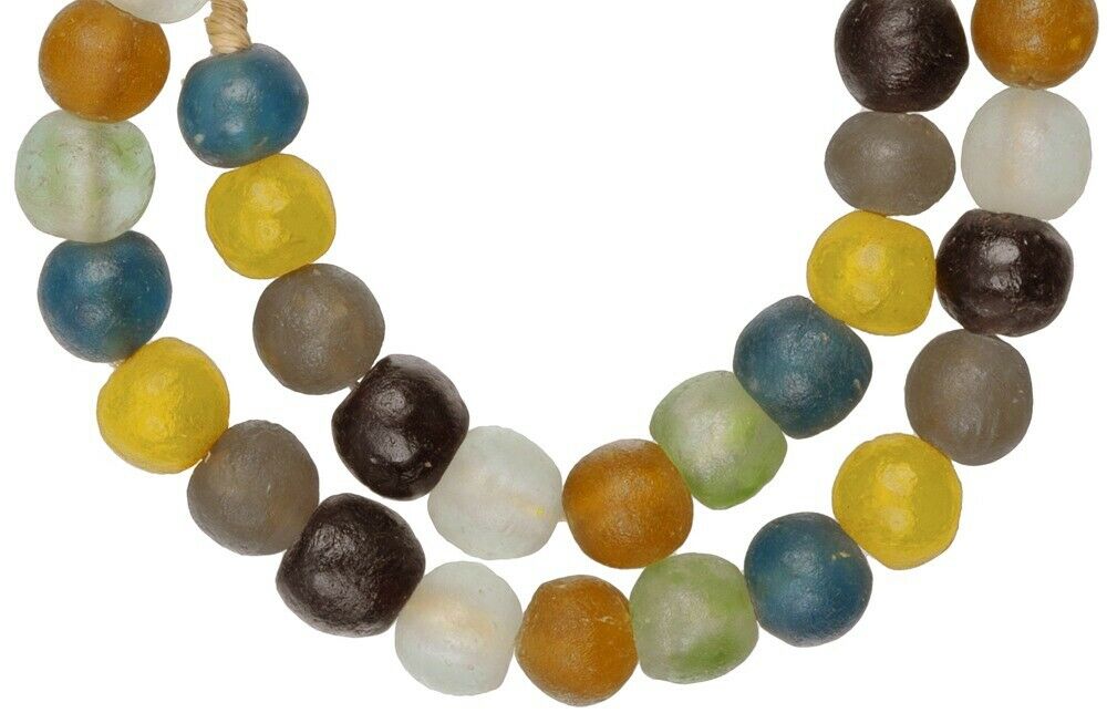 Translucent Bottle Glass Beads - 25" African Trade Beads - alternate view