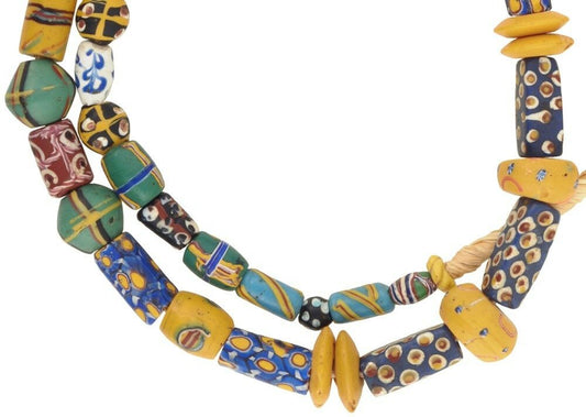Old African Trade Beads Venetian Wound Glass Fancy French Cross Millefiori Ghana - alternate view