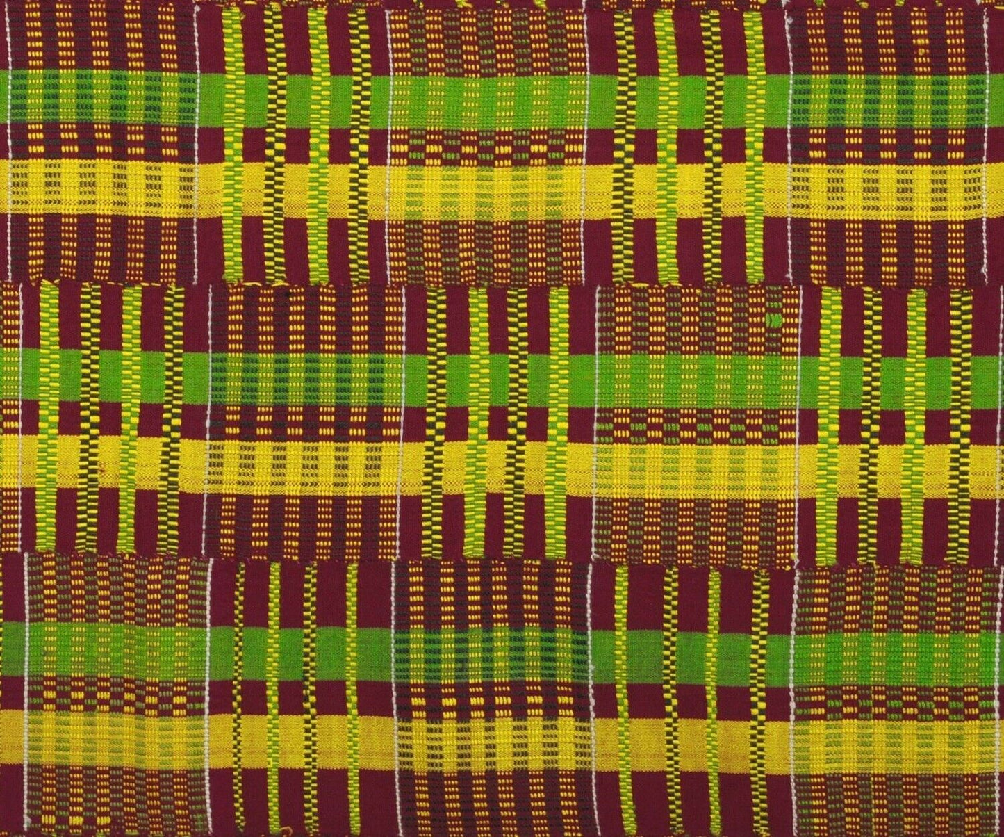 Handwoven Silk African Ashanti Kente Rare Hand Woven Cloth Textile Ghana Art - close-up