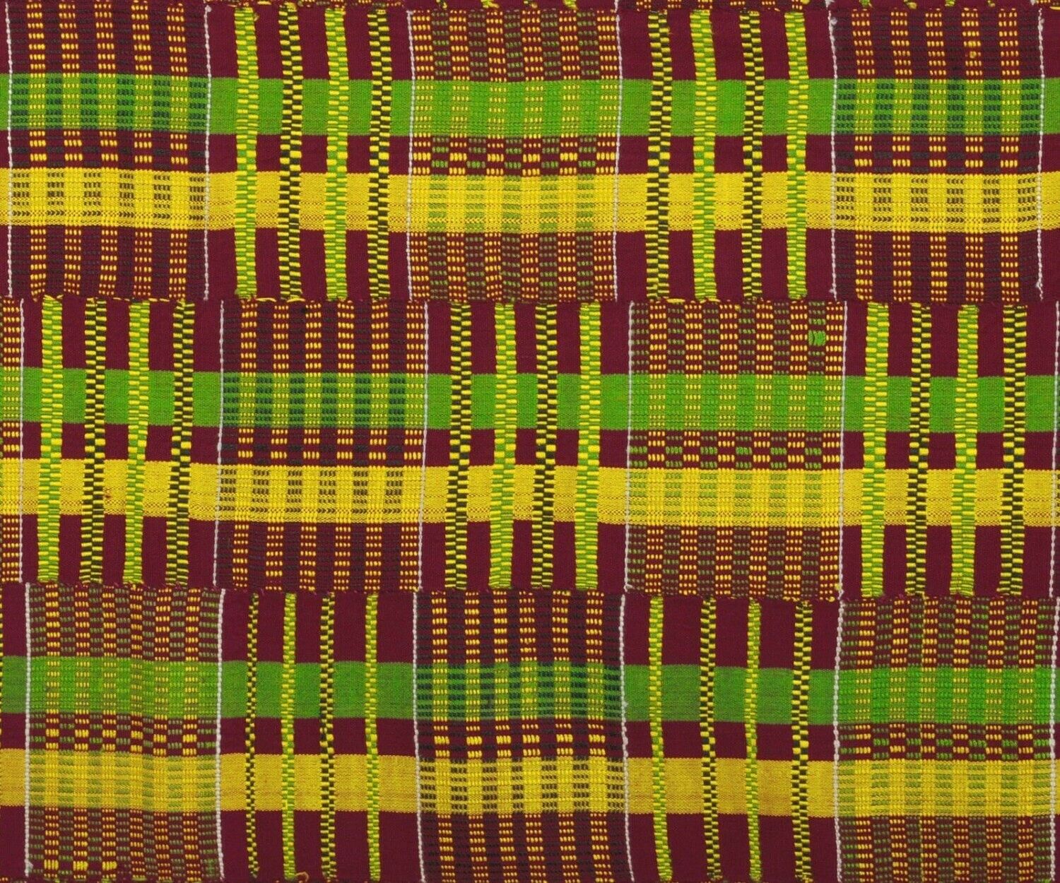 Handwoven Silk African Ashanti Kente Rare Hand Woven Cloth Textile Ghana Art - close-up
