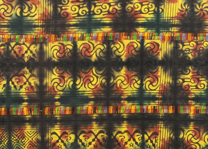Adinkra Cloth Batik Hand Stamped Tie Dye African Art Ashanti Kumasi Ghana Fabric - alternate view