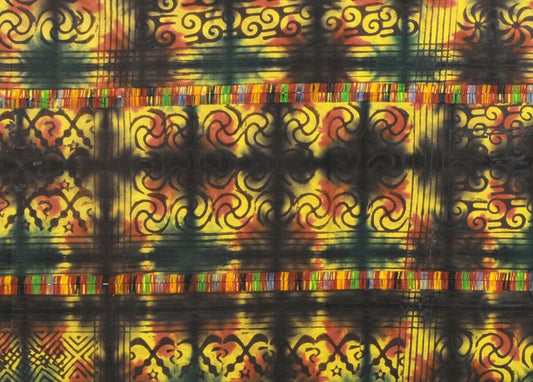 Adinkra Cloth Batik Hand Stamped Tie Dye African Art Ashanti Kumasi Ghana Fabric - alternate view