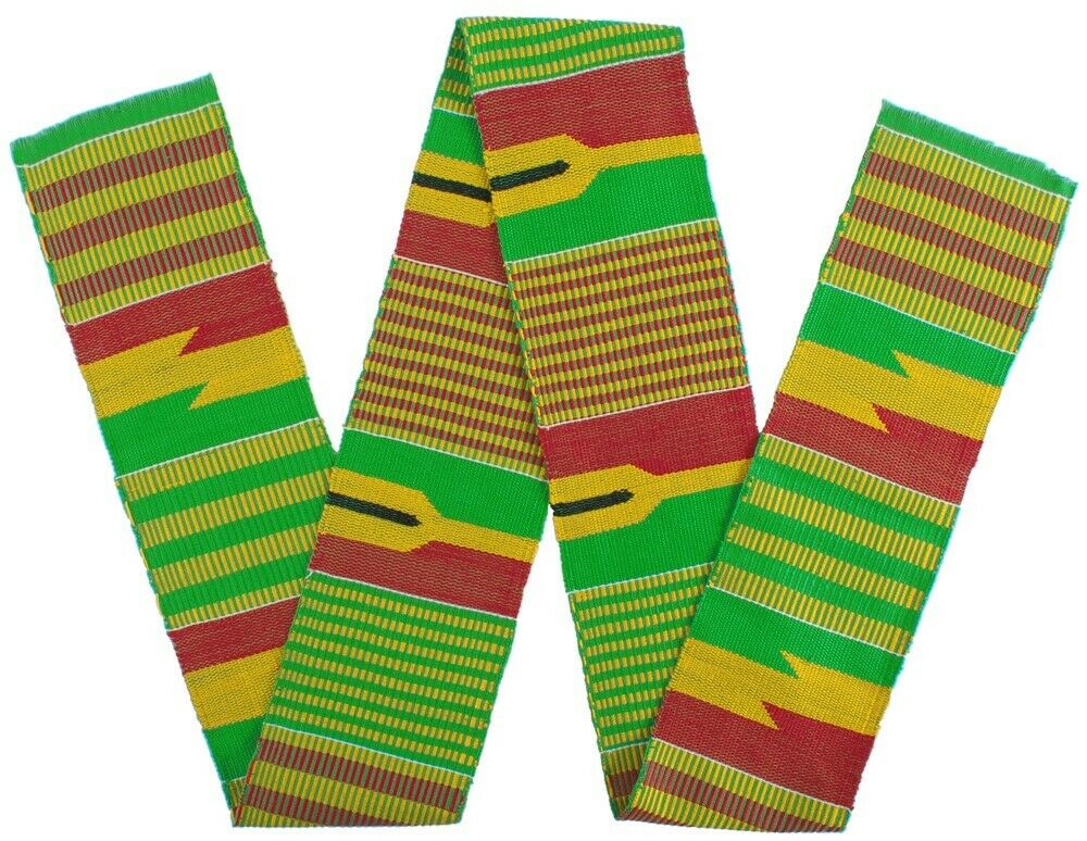 Kente Hand Woven Scarf Ghana African Cloth Stole Ashanti Fabric Sash Home Decor
